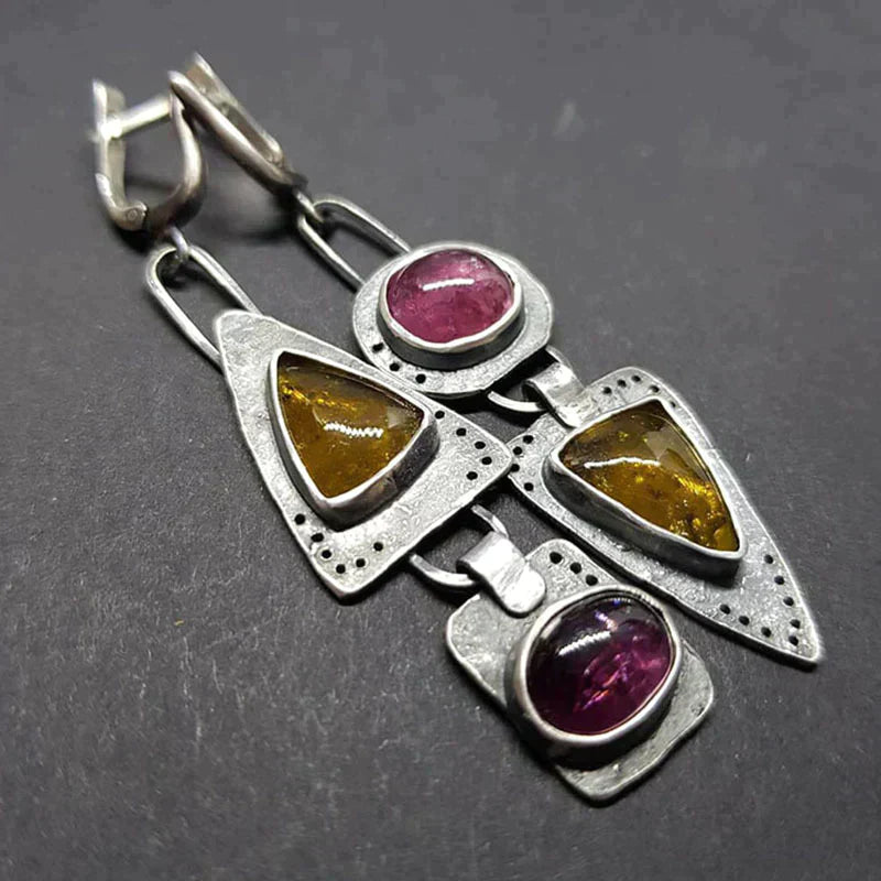 Geometric triangle vintage-style earrings