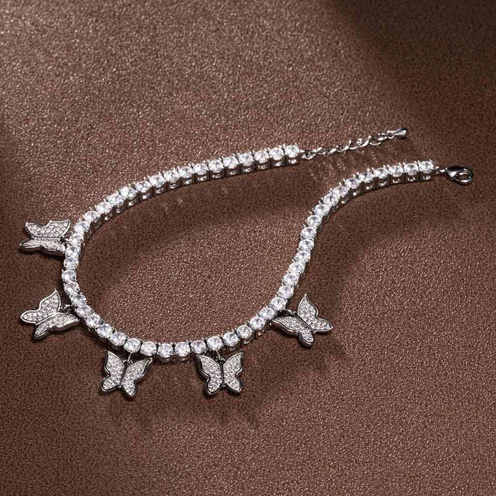 Iced Butterfly Tennis Anklet