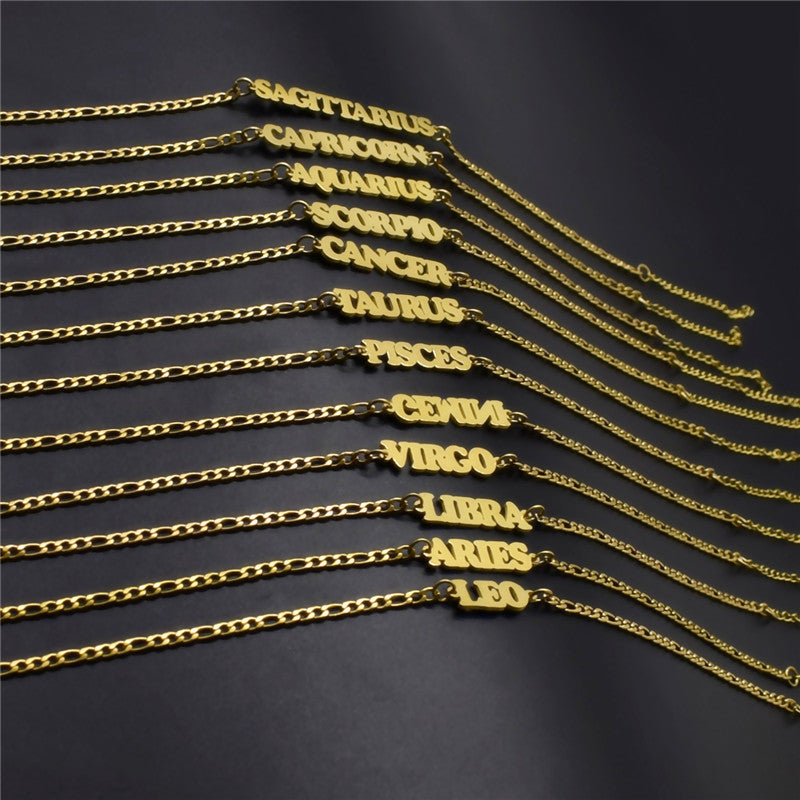 316L Stainless Steel Twelve Constellations Anklet