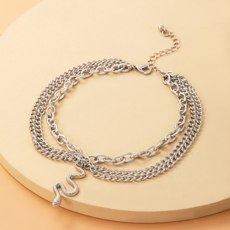 Forest Snake Charm Layered Anklet