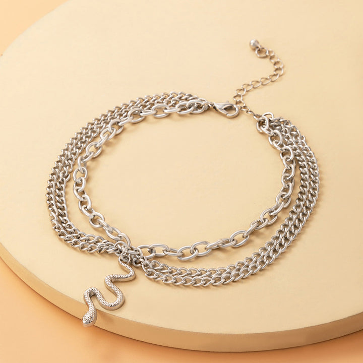 Forest Snake Charm Layered Anklet