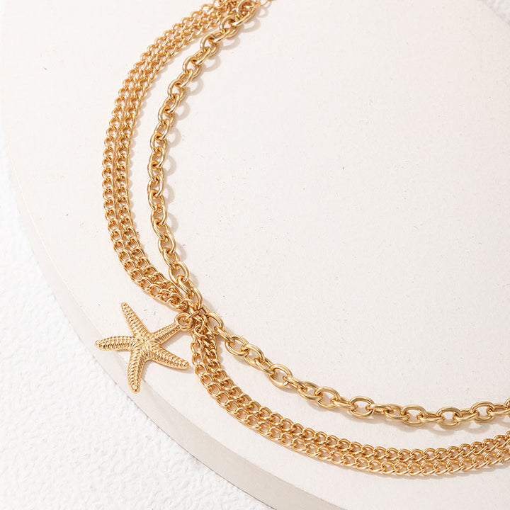 Starfish Charm Layered Anklet