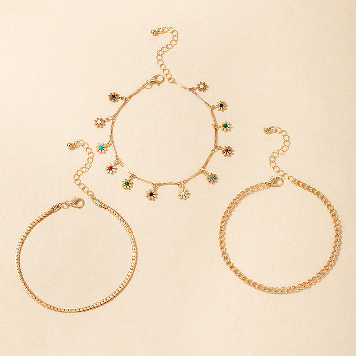 Elegant Flower Charm Anklet Set
