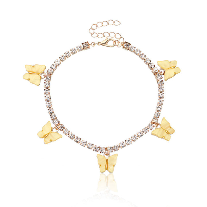Colorful Butterfly Charm Tennis Chain Anklet