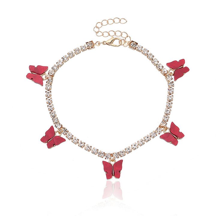 Colorful Butterfly Charm Tennis Chain Anklet