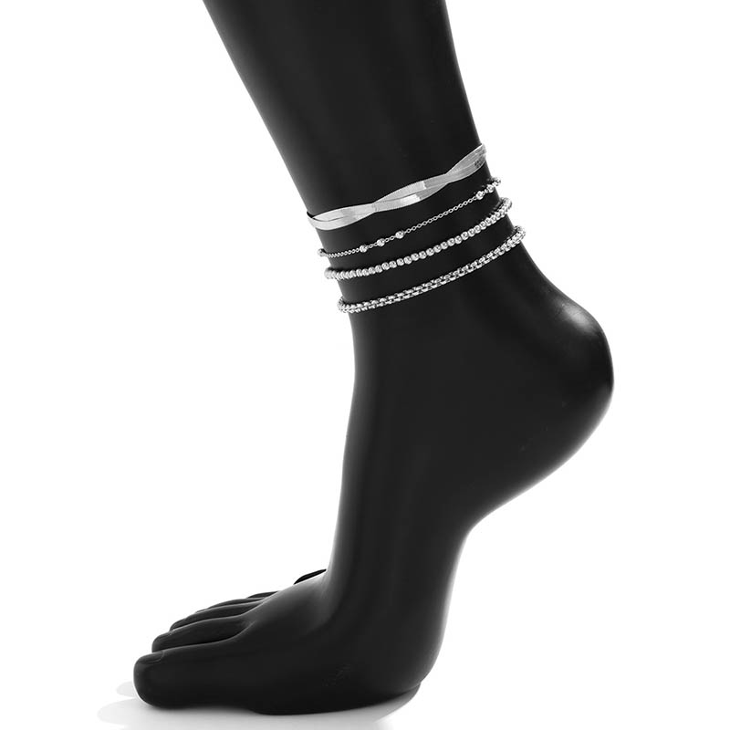 Snake Chain Beaded Chain Box Chain Anklet Set