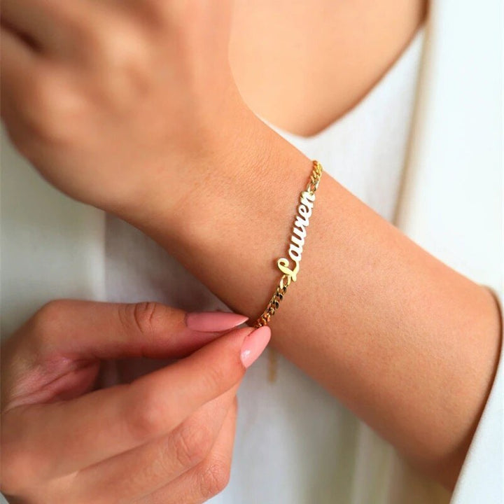 Custom Font Name Bracelet/Anklet with 3mm Cuban Link