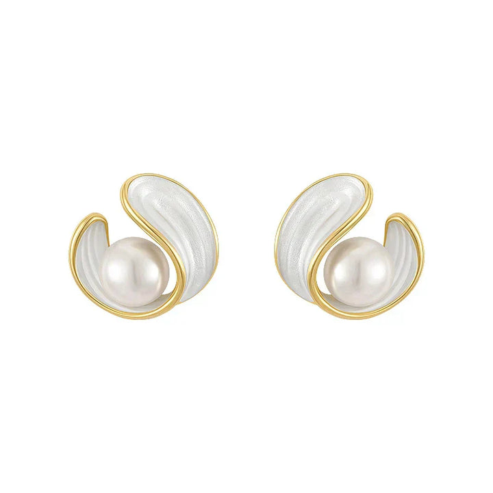 Luxury Natural White Opal Earrings with Pearls Gold