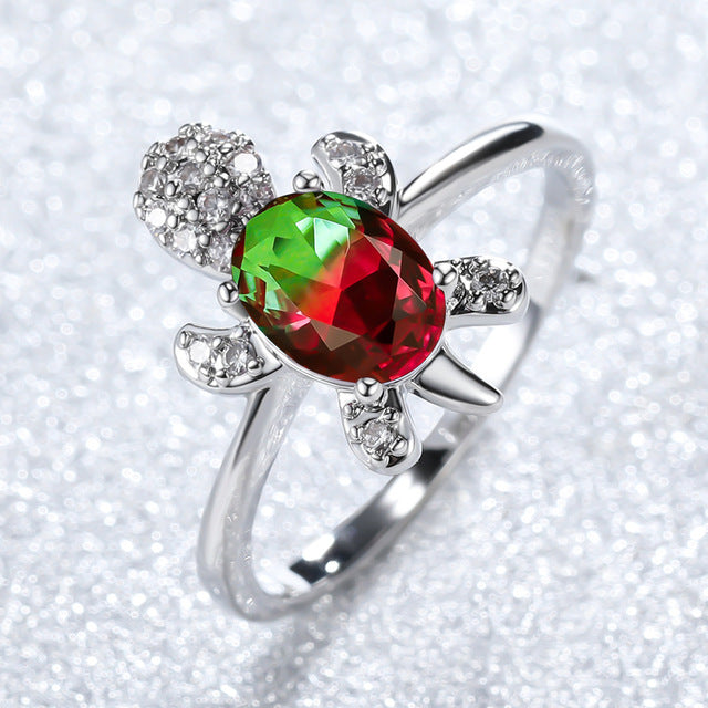 Sea Turtle Ring in Zirconium and Silver