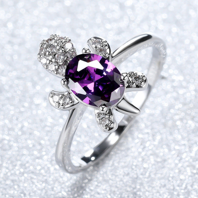 Sea Turtle Ring in Zirconium and Silver