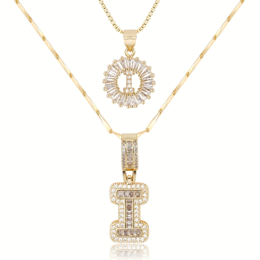 2pc 14k Diamond Letter Initial Necklaces
