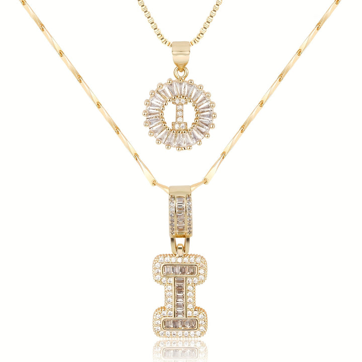 2pc 14k Diamond Letter Initial Necklaces