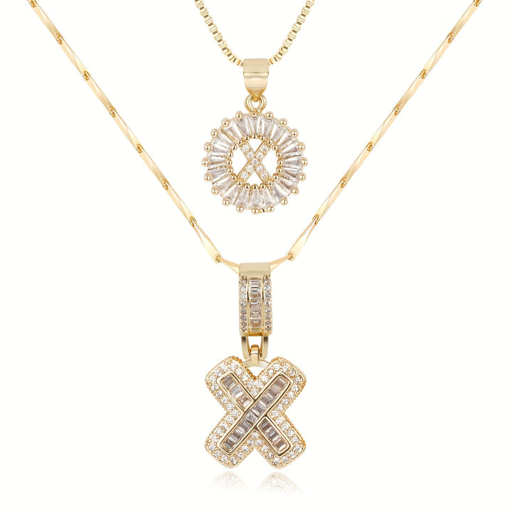 2pc 14k Diamond Letter Initial Necklaces