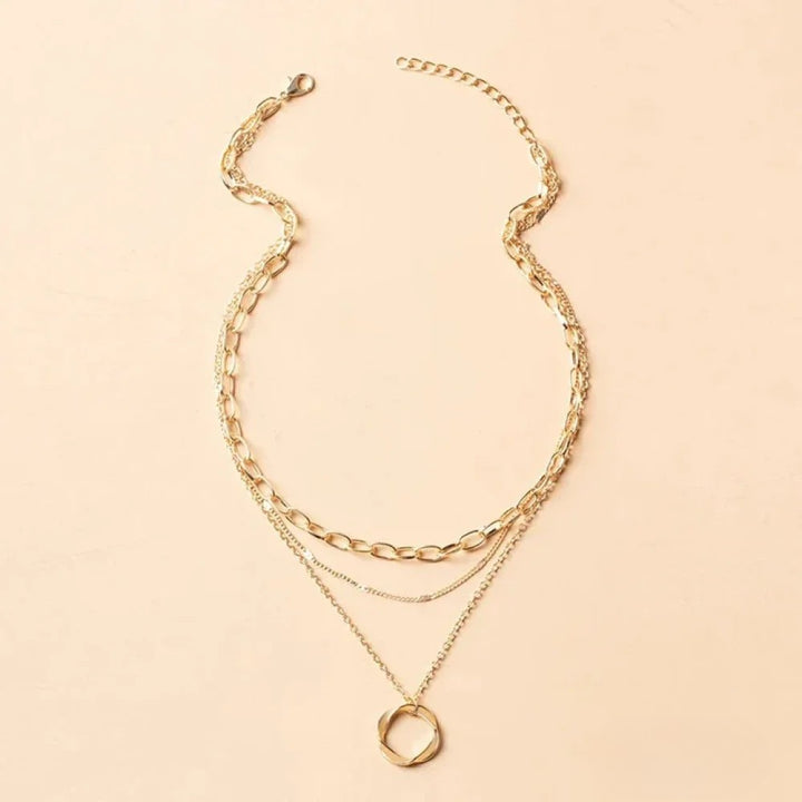 Vintage Gold Layered Chain & Pendant Necklace