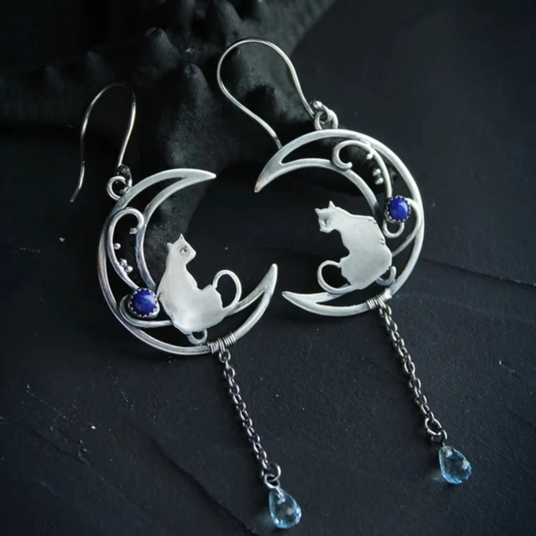 Blue Zirconia Cat Boho  in Sterling Silver