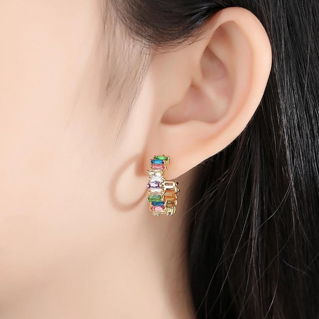 Multicoloured Zirconia  in Gold