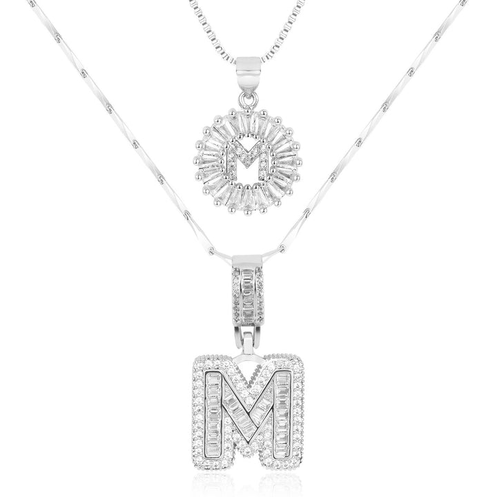 2pc 14k Diamond Letter Initial Necklaces