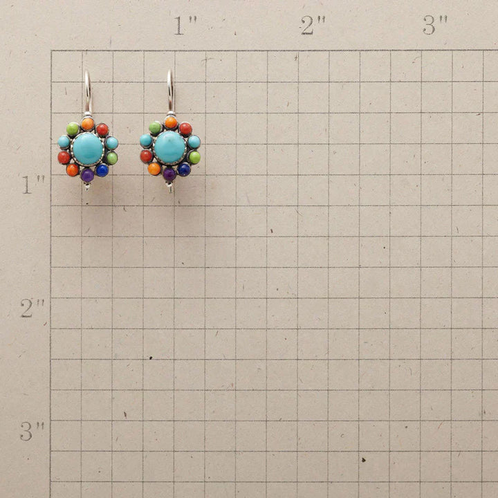 Round Multicolour Turquoise Earrings