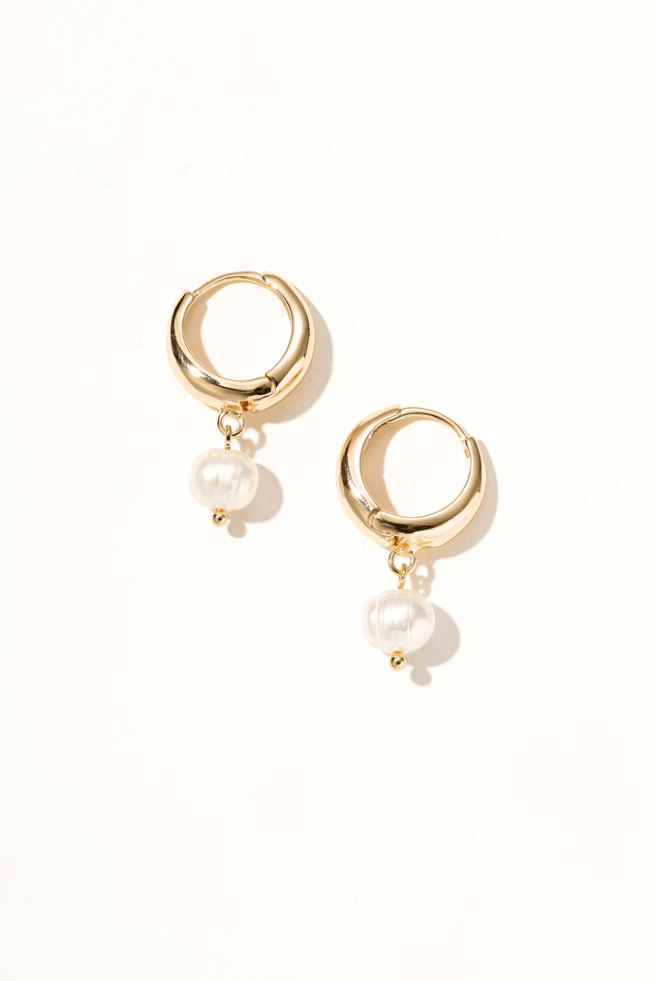 Gold Huggie Pearl  Earrings