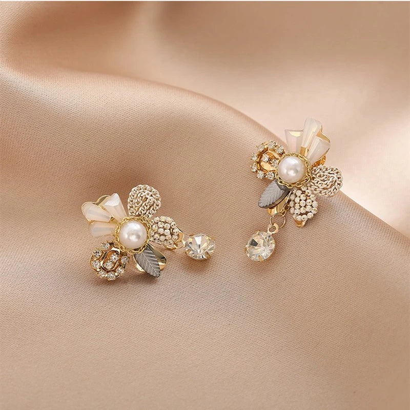 Crystal Pearl Flower Drop