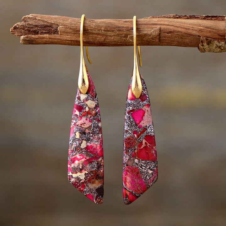 Imperial Jasper Zeya Earrings - Red