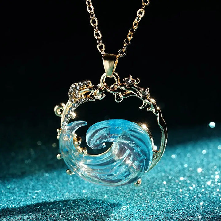 Ocean Oath Necklace, Earrings, Jewelry Set – Adjustable Sea Wave Necklace, Rings, Earrings, Summer Ocean-Themed Jewelry Bundle