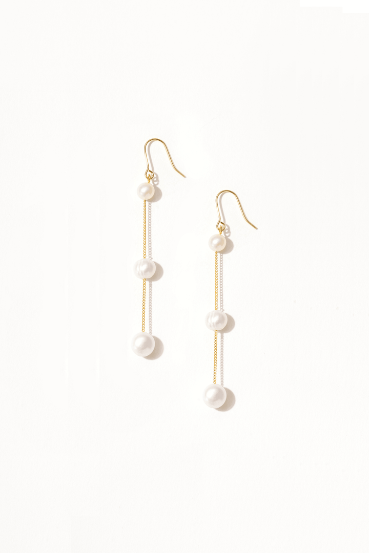 Tiered Pearl Drop Shoulder Duster Earrings