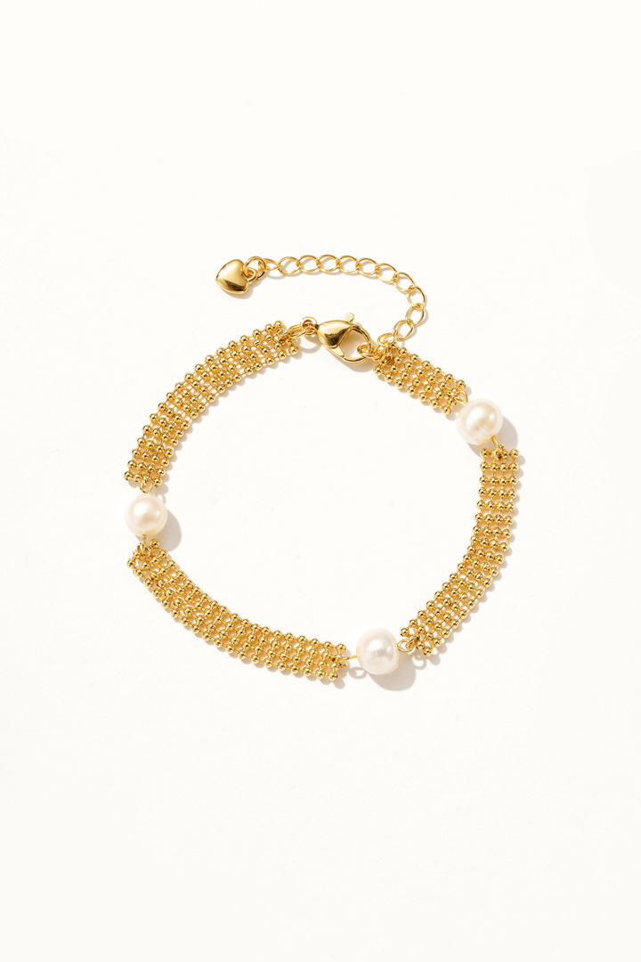 Woven Gold with Pearl Bracelet