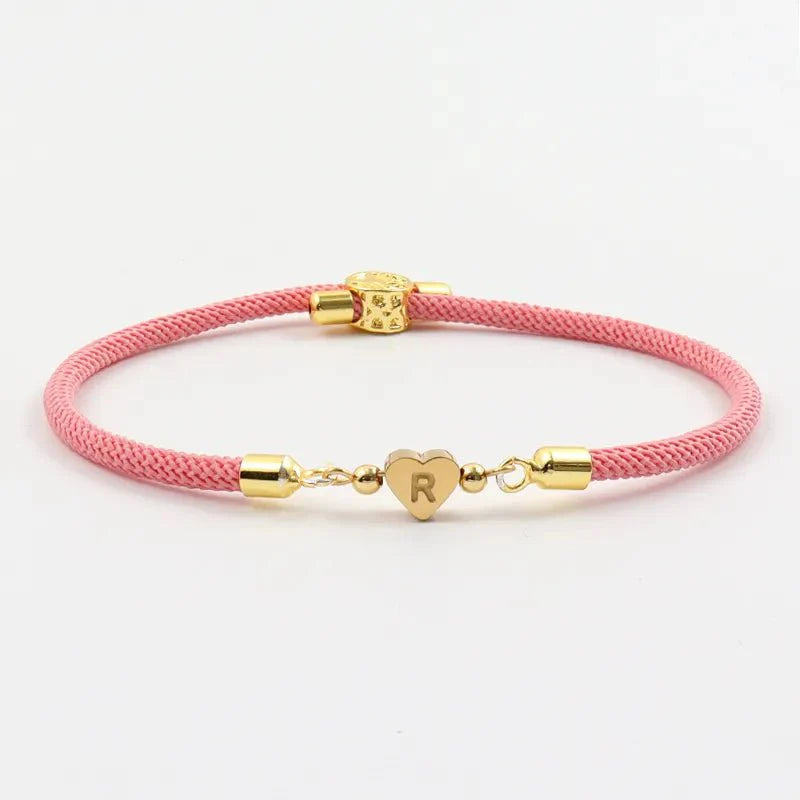 Adjustable Heart Letter Initial Bracelets