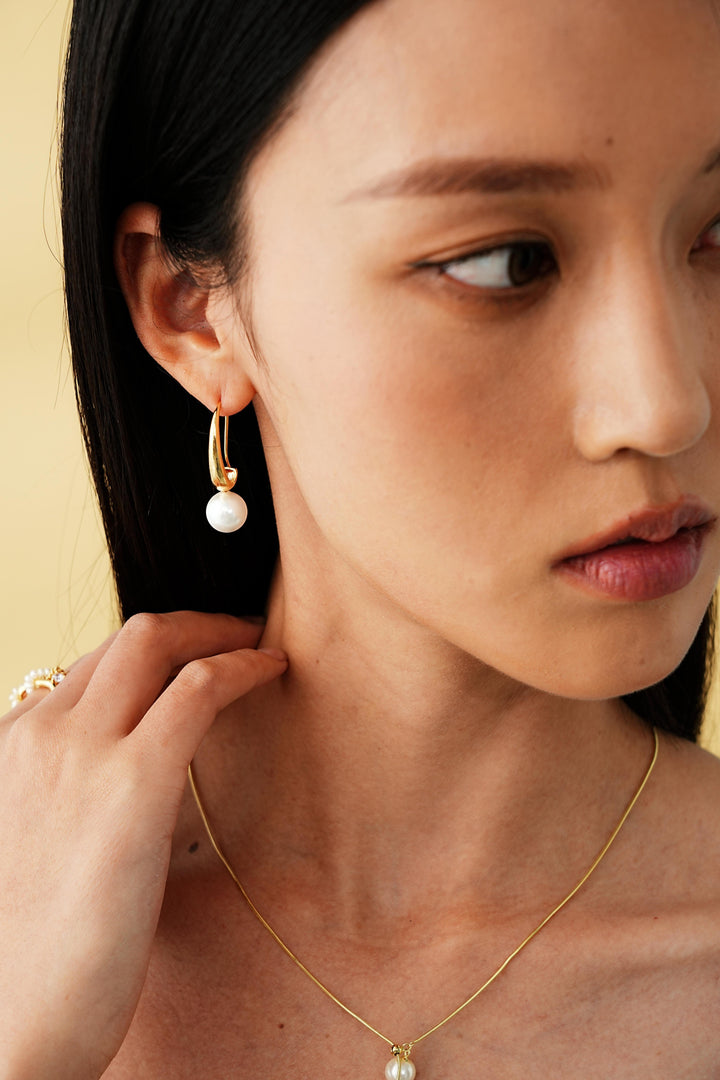 Angular Pearl Drop Earrings