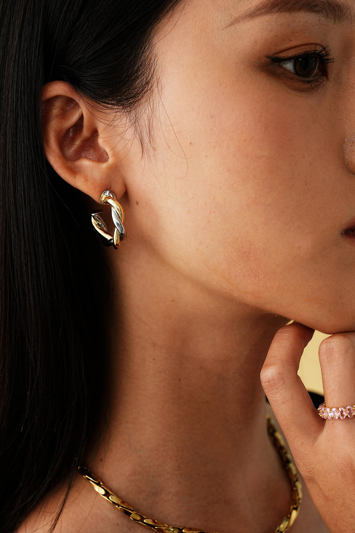 Silver-Gold Whirlwind Earrings