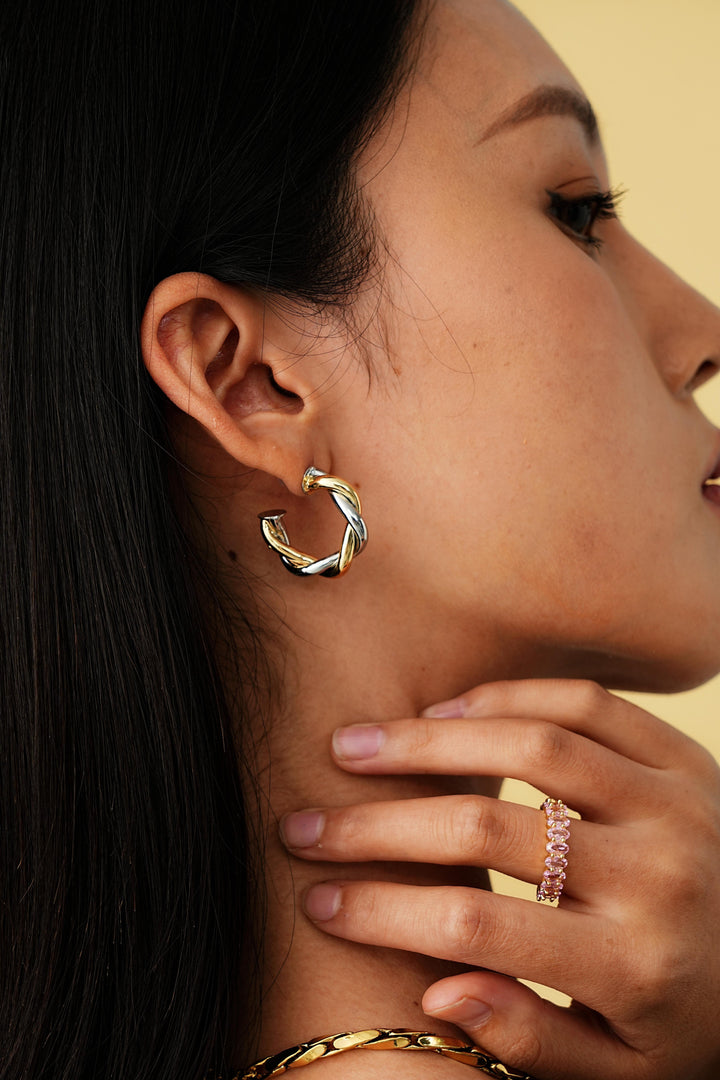 Silver-Gold Whirlwind Earrings