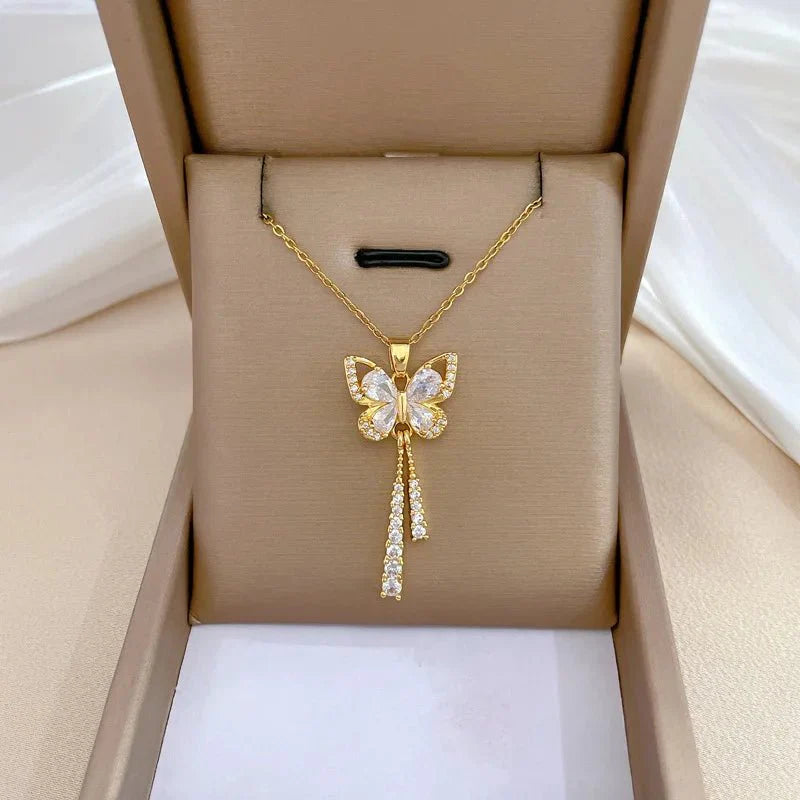 Charming Butterfly Diamond Dazzle Necklace