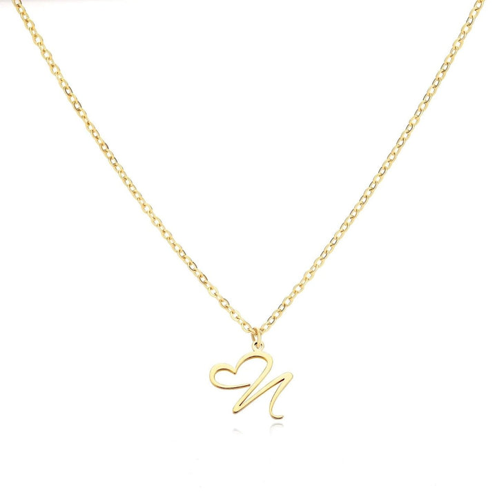 Dainty Heart Letter Initial Necklace
