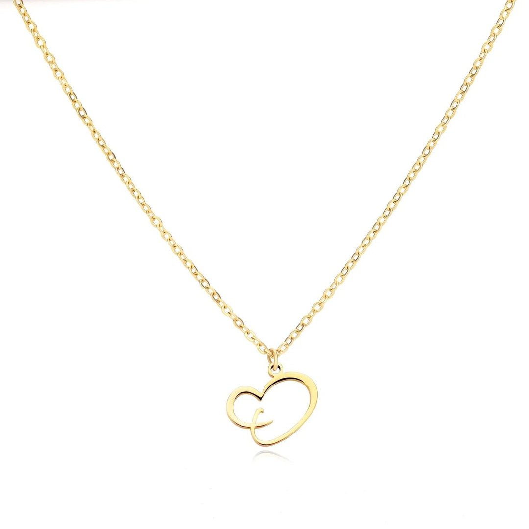 Dainty Heart Letter Initial Necklace