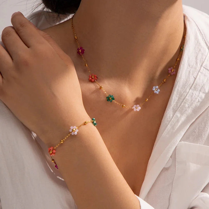 Dainty Spring Floral Jewelry Set