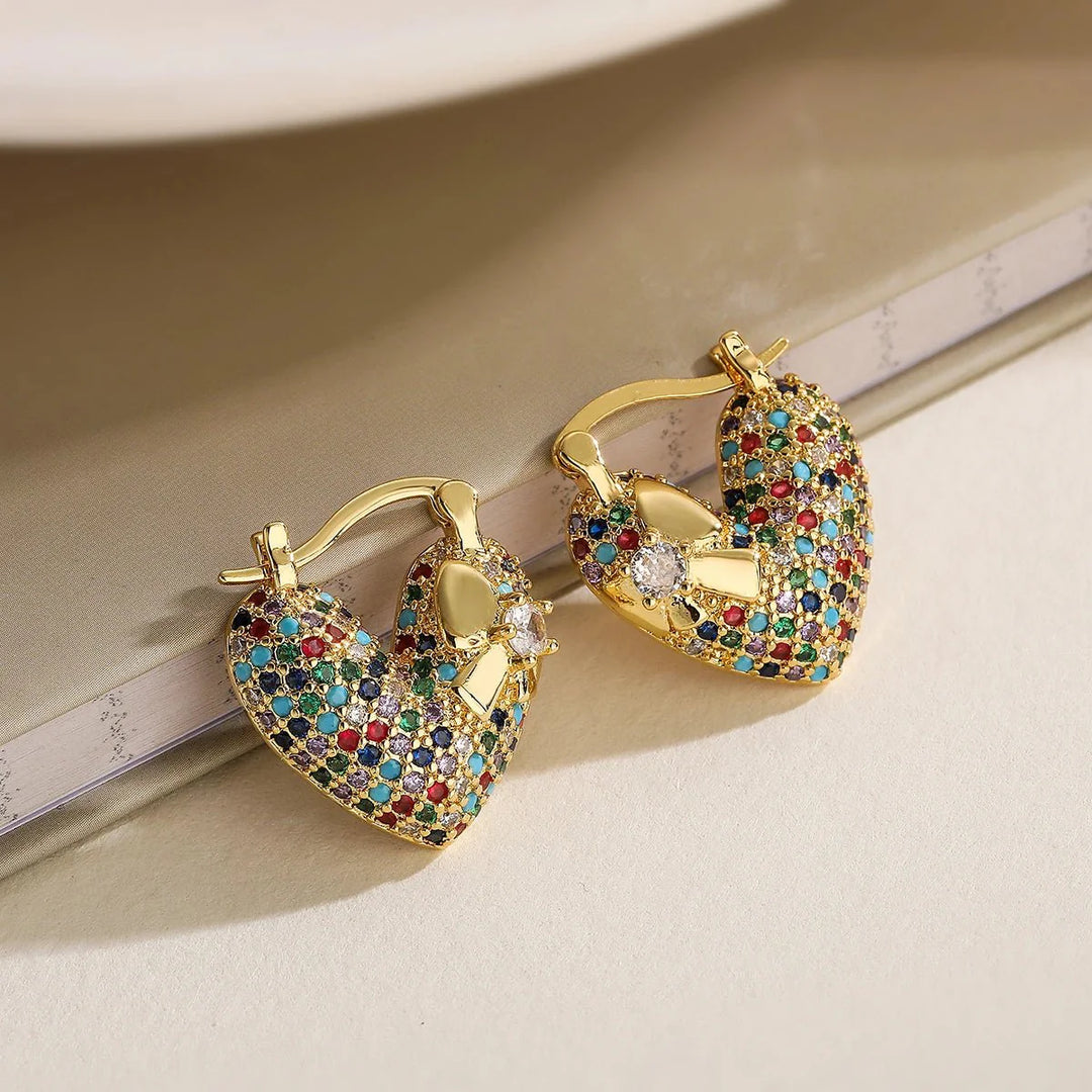 Glamorous Diamond Heart Earrings