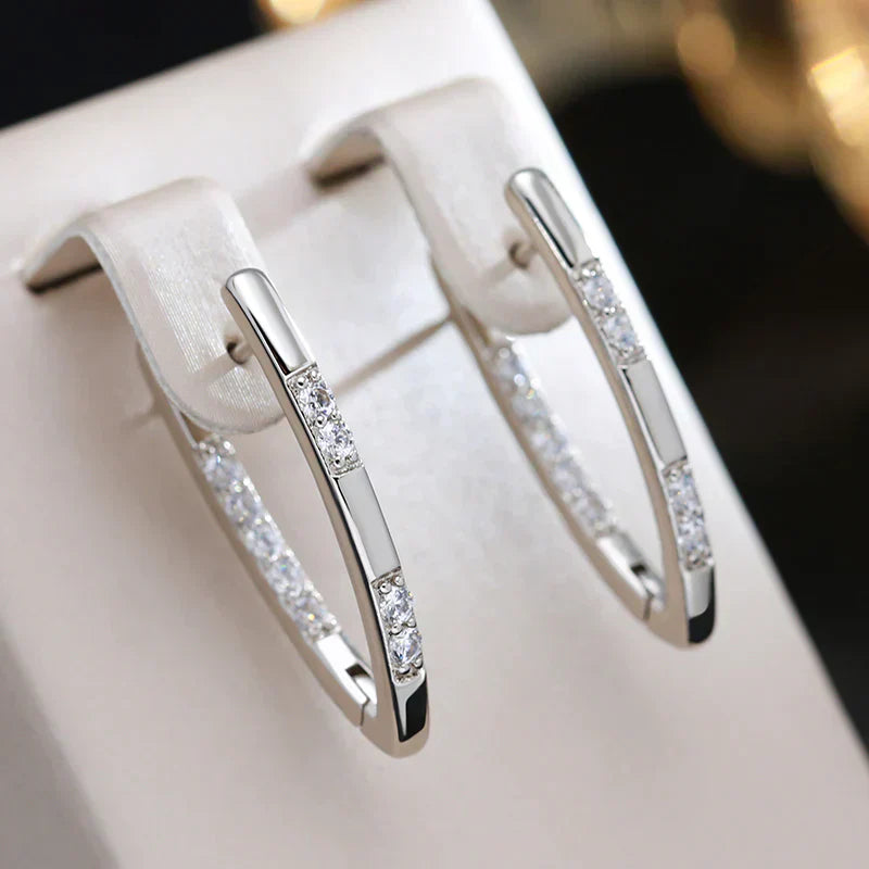Elegant Gold Earrings with Zirconia
