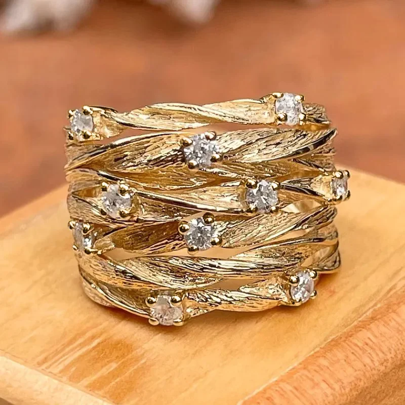 Vintage Ring with Golden Zirconia