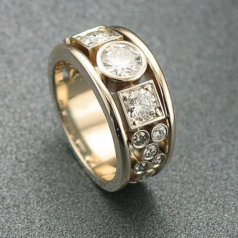 Gold ring with blue cubic zirconia